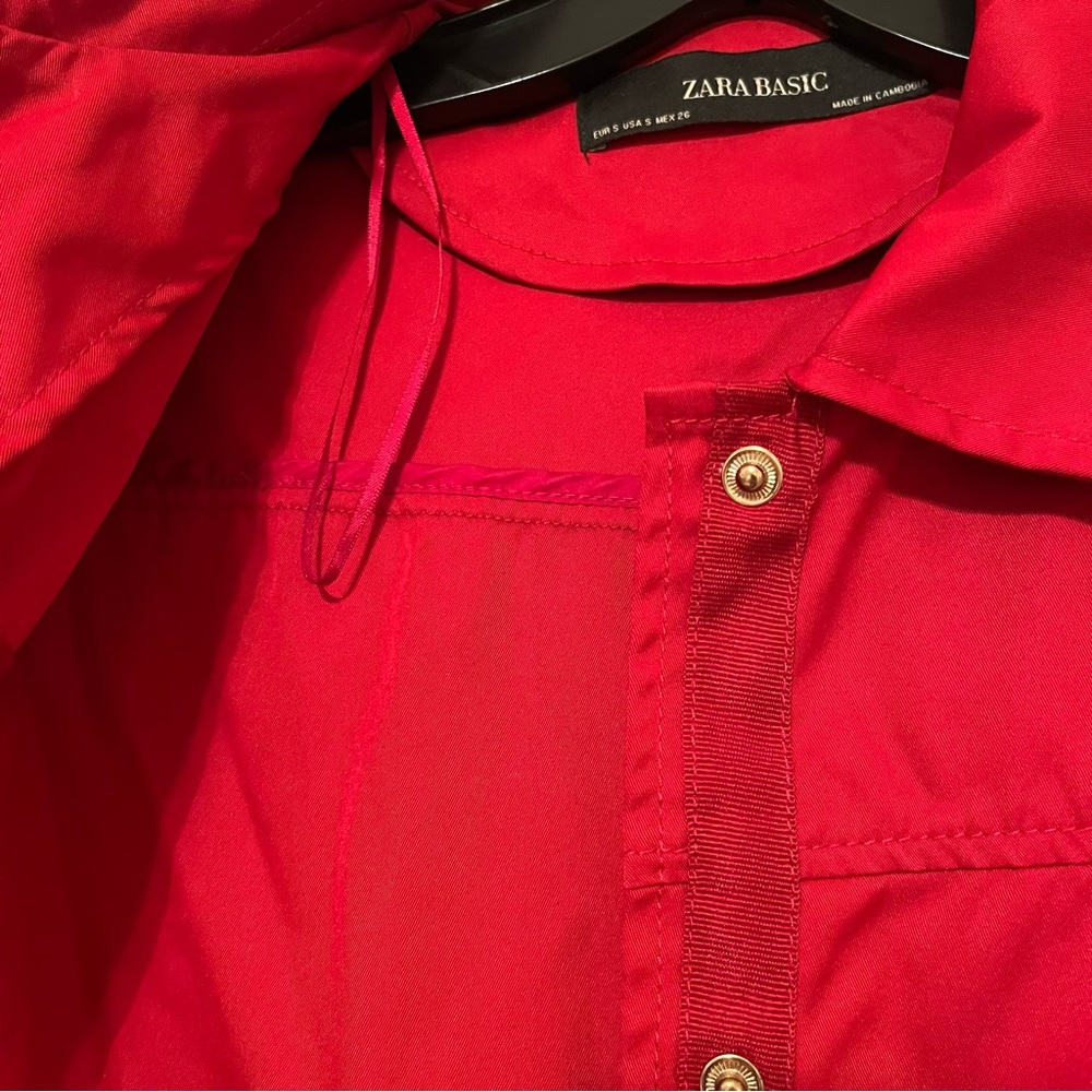Zara Basic Lightweight Jacket Rain Red Womens S S… - image 5